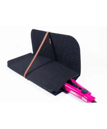 Glamza Hair Straightener Mat & Pouch - Made from Heat Resistant Safety Felt - Ideal for Home & Travel (Black (Pouchy))