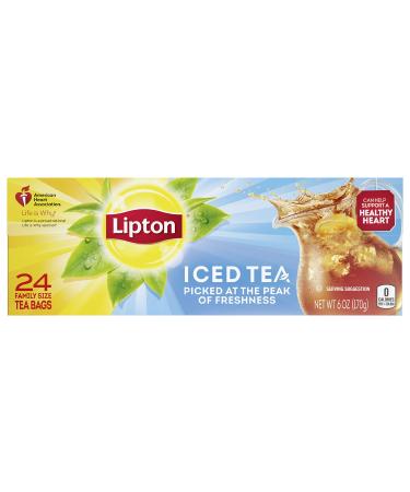 Lipton Family-Size Iced Tea Bags Picked At The Peak of Freshness Unsweetened Tea Can Help Support a Healthy Heart 6 oz (24 Count, Pack of 1)