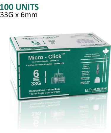 6mm 33G Micro-Click Diabetic insulin Pen Needle 6mm 100 pen needles Pen head tip ozempic needles saxenda - Buy Online on SooperMarket.com