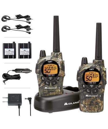 Midland 50 Channel GMRS Two-Way Radio - Long Range Walkie Talkie (Mossy Oak Camo, 2-Pack) Pair Pack - Black/Mossy Oak Camo