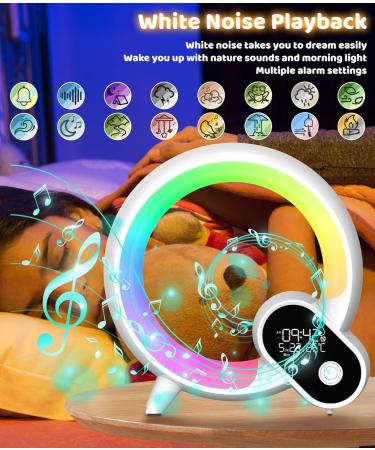 Light Alarm Clock | Daylight & Radio Alarm with Bluetooth & App Control | 12 Natural Sounds & Bedside Lamp for Adults - Buy Online on SooperMarket.com