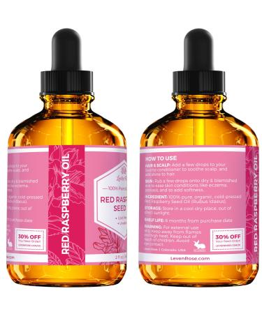 Leven Rose Red Raspberry Seed Oil 2 oz - 100% Natural for Face, Hands, Scars & Breakouts - Buy Online on SooperMarket.com