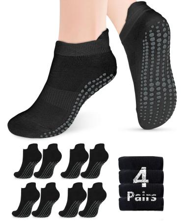 Yogingo 4 pairs yoga socks stopper socks women men ABS grip pilates slide -resistant anti -slip warm with nops anti -slip socks cuddly socks m 4 black