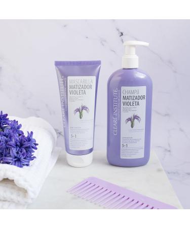 Clear Institute Purple Matte Mask Neutralises Unwanted Tones Purple Matte Mask Especially for Highlights Blondes and Grey 96.6% Natural Ingredients 200 ml - Buy Online on SooperMarket.com