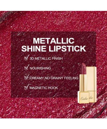 Oulac Metallic Gloss Lipstick - Long-Lasting Vegan Waterproof - One Last Kiss (Vampire Red) - 4.3g - Buy Online on SooperMarket.com