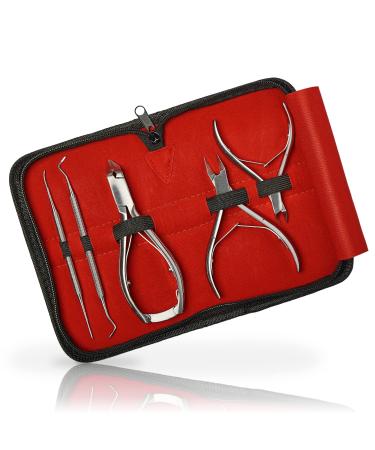 Sunglow pedicure and manicure set-5-part nail set |Practical nail care set for women and men with nailetui - Podology set made of stainless stainless steel