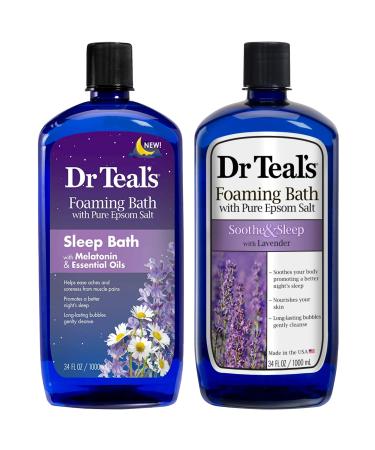 Dr Teal's Foaming Bath Combo Pack (68 fl oz Total), Melatonin Sleep Soak, and Soothe & Sleep with Lavender