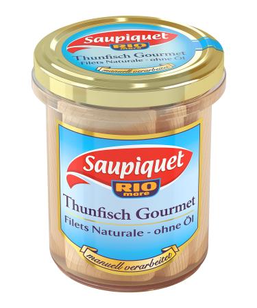 Saupiquet Rio Mare Gourmet Tunfisch-Filets Naturalale-without oil rich in proteins entire fillets in the glass made by hand the best of tuna premium fillets for special occasions 180g tasteless 180 g (1 Pack)