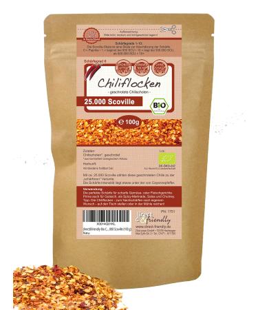 direct&friendly organic dried hot ground chili flakes 25 000 Scoville (100 g) 100 g (1 pack)