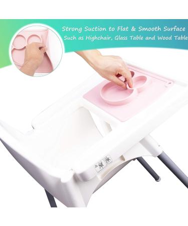 Qshare Toddler Plate | Portable BPA-Free Silicone Suction Plate for Kids | Dishwasher & Microwave Safe | 11x8x1 inch | Cream Pink - Buy Online on SooperMarket.com