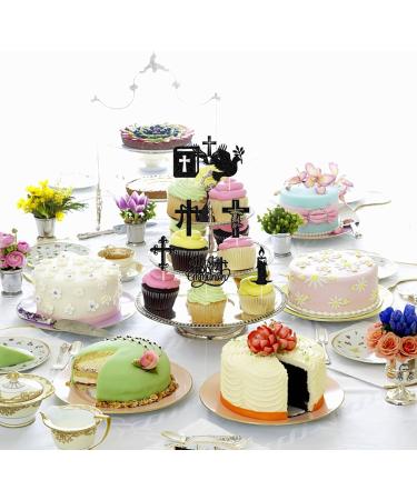 Rsstarxi 24 Pack First Holy Communion Cupcake Toppers Dove God Bless Cross Cupcake Picks Decorations for First Communion Baby Shower Baptism Theme Party Cake Decorations Black Design 6 Black - Buy Online on SooperMarket.com