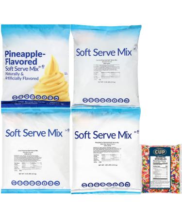 By The Cup Rainbow Sprinkles intended for & includes Lactose-Free Soft Serve Mix 4 Flavor Variety Pack, 1 of Each Pineapple, Raspberry, Lime, and Lemon