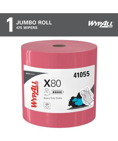 WypAll Power Clean X80 Heavy Duty Cloths - 475 Sheets Jumbo Roll Red | 1 Roll per Case | Ideal for Industrial Cleaning - Buy Online on SooperMarket.com