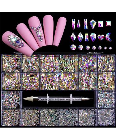 Nail rhinestones rhinestones nail art rhinestones colorful exquisite nail DIY glass rhinestones decoration with box Smooth appearance and no scratches - Buy Online on SooperMarket.com
