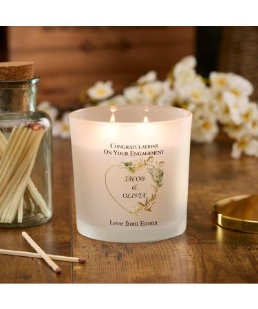 Personalised Large Double Wick Engagement Candle Gift with Gold Leaf (Fresh Cotton) - Buy Online on SooperMarket.com