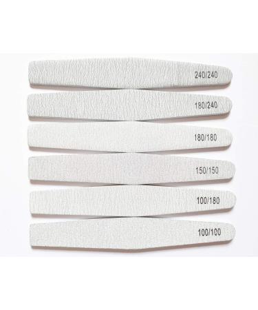 6x Nail Files Zebra DIAMOND Shape Mixed Grit Double Sided Emery Board Pro File