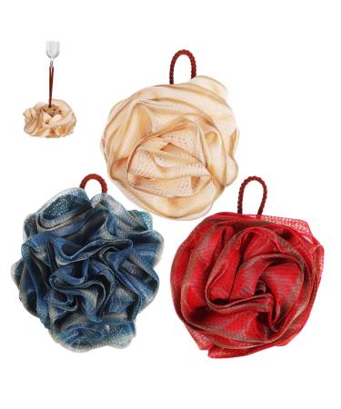 3 Pcs Bath Ball Sponge Body Scrub Shower Scrubber for Body Shower Skin Scrubber Bathing Ball Foaming Ball Loofah for Men Lofas for Puff Travel Pe
