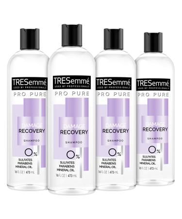 TRESemm Pro Pure Shampoo for Damaged Hair Damage Recovery Sulfate Paraben and Dye Free 16 Fl Oz (Pack of 4)
