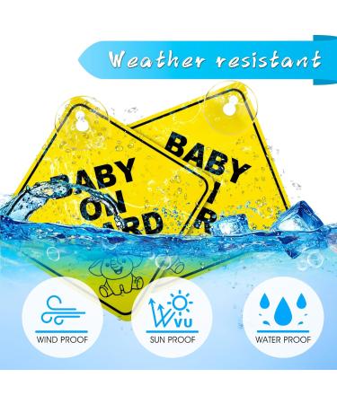 Bewudy 2 PCS Baby on Board Car Warning Sign - Elephant Design | Reusable Baby in Car Sticker with Suction Cups - Buy Online on SooperMarket.com