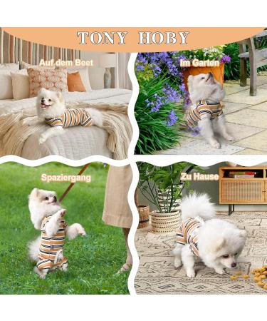 Tony Hoby Dog Suit for Men & Women | Striped Soft Cotton Overall for Dogs | Comfortable Sleepwear S Brown-Boy - Buy Online on SooperMarket.com
