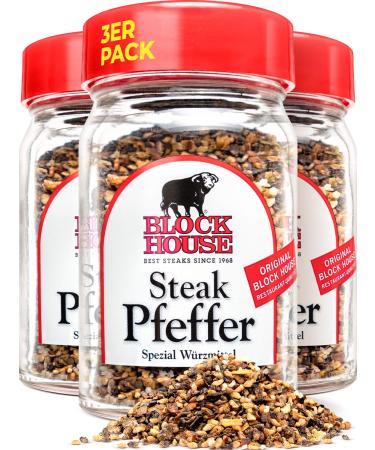 Block House Steak Pepper 3x 50g spice mix in a jar restaurant quality 50 g (pack of 3)