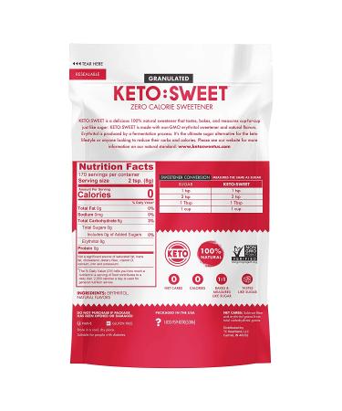 KETO SWEET: 100% Natural Erythritol Sugar Alternative - Unflavored - 48 Oz - Buy Online on SooperMarket.com