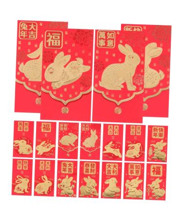 MAGICLULU 72pcs Year of The Rabbit Red Envelope Hong Bao Wedding Birthday Chinese Hongbao 2023 Rabbit Year Red Envelopes Gift Lucky Money Pockets Paper Three-Dimensional Spring Festival Bag