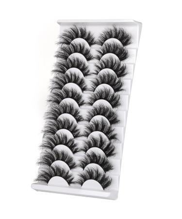 WiwoSEO Mink False Eyelashes - 10 Pairs Fluffy Dramatic Volume with 3D Cat Eye Effect - Buy Online on SooperMarket.com