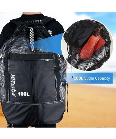 Hiturbo 22 Gallon Scuba Diving and Snorkeling Gear Backpack - Large Capacity Black Mesh Bag for Diving Equipment - Buy Online on SooperMarket.com