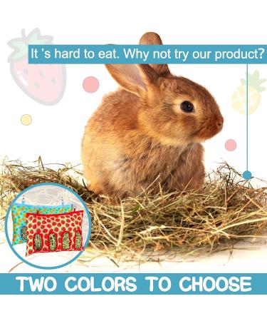2 Pieces Rabbit Hay Bag Small Animals Hay Feeder Bag Hanging Feeding Storage Guinea Pig Hanging Feeder Sack with 4 Holes for Small Pets Rabbit Bunny Hamster Guinea Pig (Pineapple Strawberry) - Buy Online on SooperMarket.com