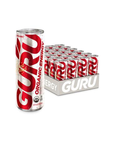 GURU Lite Organic Energy Drink | Stay Focused with Refreshingly Good Energy | Organic Ingredients | Low Calories | Uncompromisingly Good Energy | 12oz (Pack of 24)
