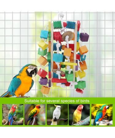 MQUPIN Large Bird Parrot Toys Colorful 22 Inch Wooden Blocks for African Greys, Amazons, Cockatoos and Macaws - Chew Toys for Large Parrots - Buy Online on SooperMarket.com