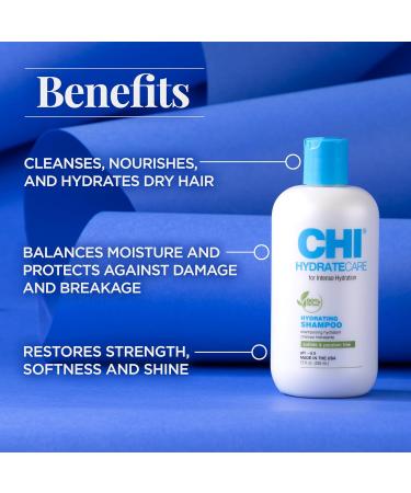 CHI HydrateCare Hydrating Shampoo - Balance Moisture Protect Against Damage Sulfate & Paraben-Free 12 Oz | Cruelty-Free International Shipping - Buy Online on SooperMarket.com