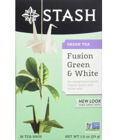 Stash Tea Green & White Fusion Green Tea - Caffeinated, Non-GMO Project Verified Premium Tea with No Artificial Ingredients, 18 Count (Pack of 6) - 108 Bags Total Green & White Fusion 18-20 Count (Pack of 6)