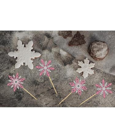 Pack of 24 Glitter Snowflakes Cupcake Toppers (Mix Pink) - Buy Online on SooperMarket.com