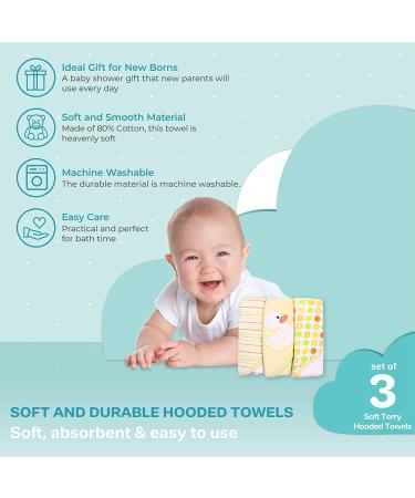 Spasilk Baby 3 Pack Soft Terry Hooded Towel Set for Newborn Boys and Girls - Yellow - Buy Online on SooperMarket.com