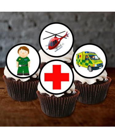 48 Ambulance Cupcake Toppers 3cm Paramedic Cupcake Toppers Mini Edible Nurse Cake Toppers Air Ambulance Cake Decorations Congratulations Cake Topper Thank You Cupcake Toppers Graduation Cupcakes - Buy Online on SooperMarket.com
