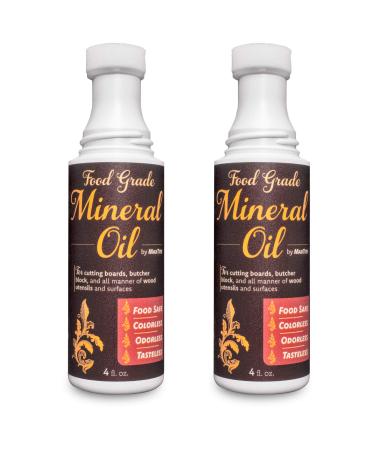 Easy-Applicator Mineral Oil for Cutting Boards and All Wood Care, Ultrapure Food Grade (4oz with Foam Applicator Tip, 2 Pack) Made in USA