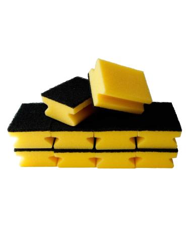 Sonty 10 pieces Pot cleaner Premium flush for stubborn dirt sponge with abrasive 9 x 7 x 4 cm black/yellow (yellow)