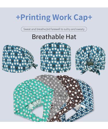 VIAOLI Dental Scrub Caps with Buttons - One Size Cotton Dentist Hat for Women - Nurse and Doctor Hair Cover Cap-02 - Buy Online on SooperMarket.com