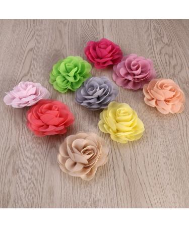 Frcolor 20pcs 3D Rose Flower Hair Clip Set - Chiffon Rose Clips for Women and Girls - Buy Online on SooperMarket.com