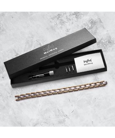 WELMAG WM Men Titanium Steel Magnetic Bracelet for Men Gold Line Design Adjustable Bracelets With Adjust Tool Luxury Box Halloween Jewelry Gifts(Sliver) - Buy Online on SooperMarket.com