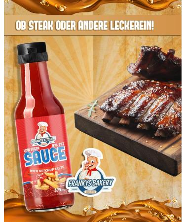 Franky's Bakery 375ml Ketchup - Healthy Delicious Sauces with Fewer Calories | Classic Grill Flavors | International Shipping Available - Buy Online on SooperMarket.com