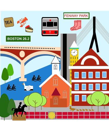 Baby Jack & Co 8x8 Learning Lovey Boston Massachusetts Tag Toy for Babies - Crinkle & Safe - USA Cities & Shapes - BPA Free - Ideal Baby Gift - Buy Online on SooperMarket.com