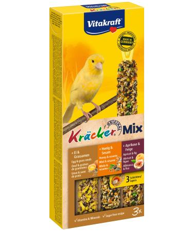 Vitakraft -21229 Kr cker Trio Mix (Egg grass seeds / Apricot fig / Sesame honey) Canaries -80g
