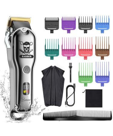 Hatteker Hair Cutting Kit Pro Hair Clippers for Men Professional Barber Clippers IPX7 Waterproof Cordless Beard Trimmer Hair Trimmer
