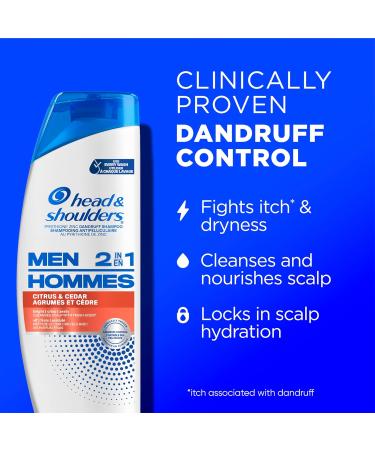 Head and Shoulders Mens 2 in 1 Dandruff Shampoo and Conditioner Anti-Dandruff Treatment Citrus & Cedar for Daily Use Paraben Free 370 mL (Packaging May Vary) Citrus + Cedar - Buy Online on SooperMarket.com