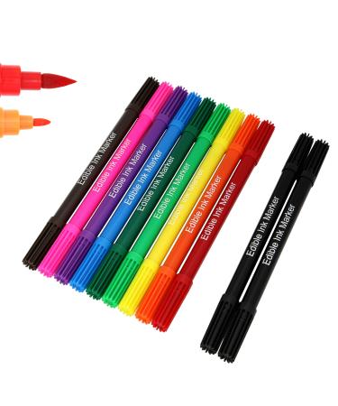 Food coloring Pens, 11Pcs Double Sided Food Grade and Edible Marker,Gourmet Writers for Decorating Fondant,Cakes, Cookies, Frosting, Easter Eggs, Thick Tip and Fine Tip, 10 Colors, by Edibleink