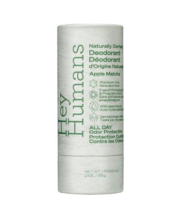 Hey Humans Apple Matcha Vegan Aluminum Free Deodorant with Natural Ingredients Coconut Oil & Shea Butter | All Day Odor Protection for Women & Men | Earth-Friendly Packaging 2 oz.