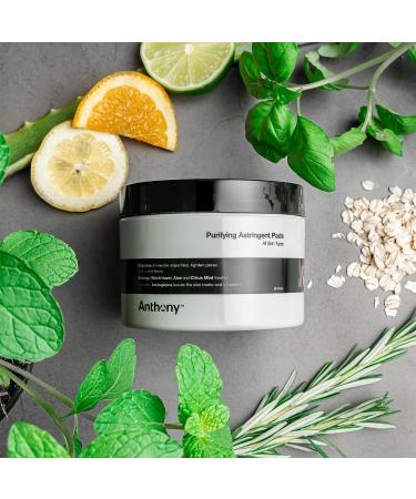 Anthony Witch Hazel Pads 60-Count - Purifying Astringent Toner Pads with Aloe Vera & Citrus Mint for Clean Pores, Shine Control, and Impurity Elimination - Buy Online on SooperMarket.com
